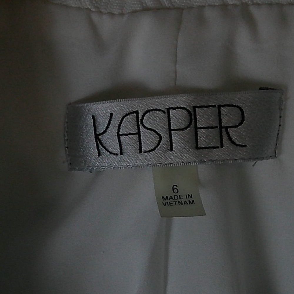 Kasper Womens White Diamond Jacquard Single Button Peplum Blazer Size 6 - Picture 3 of 3